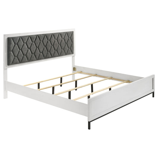 Sonora Eastern King Upholstered Panel Bed White