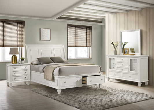 Sandy Beach 4-piece California King Bedroom Set Cream White