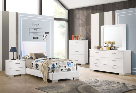 Felicity 4-piece Twin Bedroom Set White High Gloss