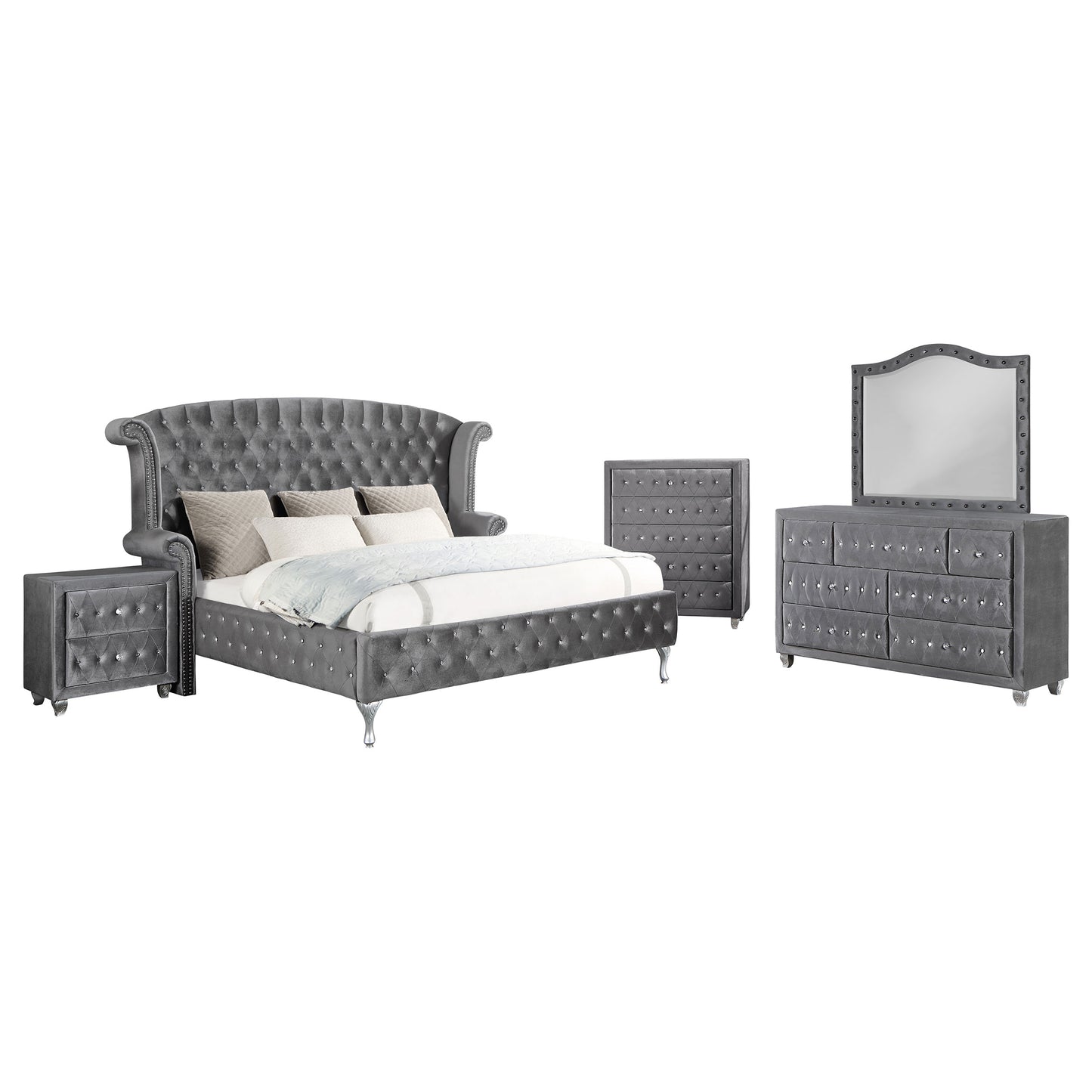 Deanna 5-piece Eastern King Bedroom Set Grey
