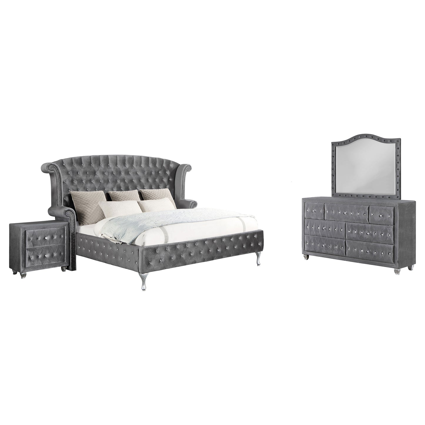 Deanna 4-piece California King Bedroom Set Grey