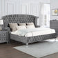 Deanna Upholstered California King Wingback Bed Grey