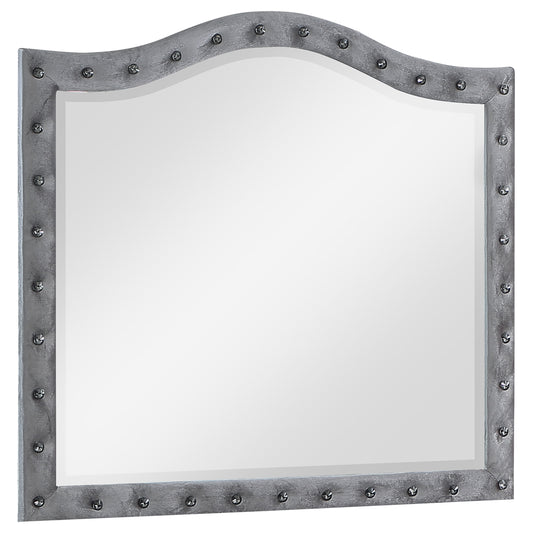 Deanna Button Tufted Dresser Mirror Grey