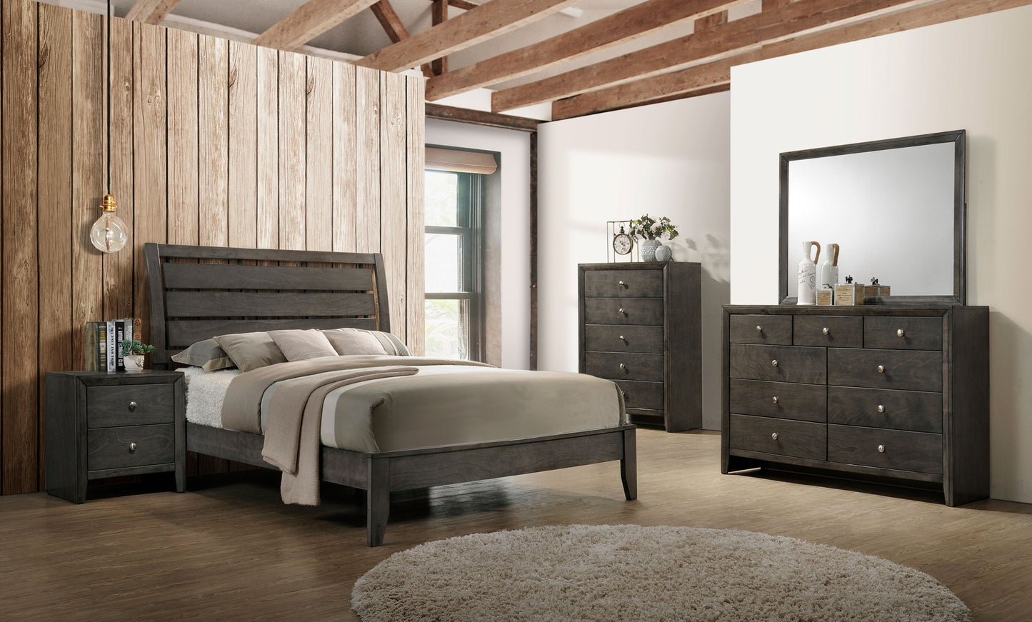 Serenity 4-piece Eastern King Bedroom Set Mod Grey