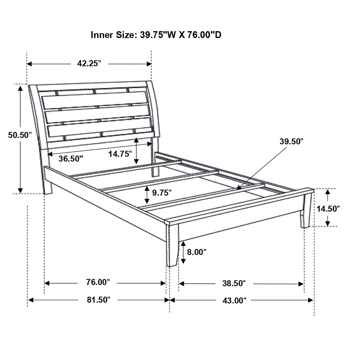 Serenity Wood Twin Panel Bed Mod Grey