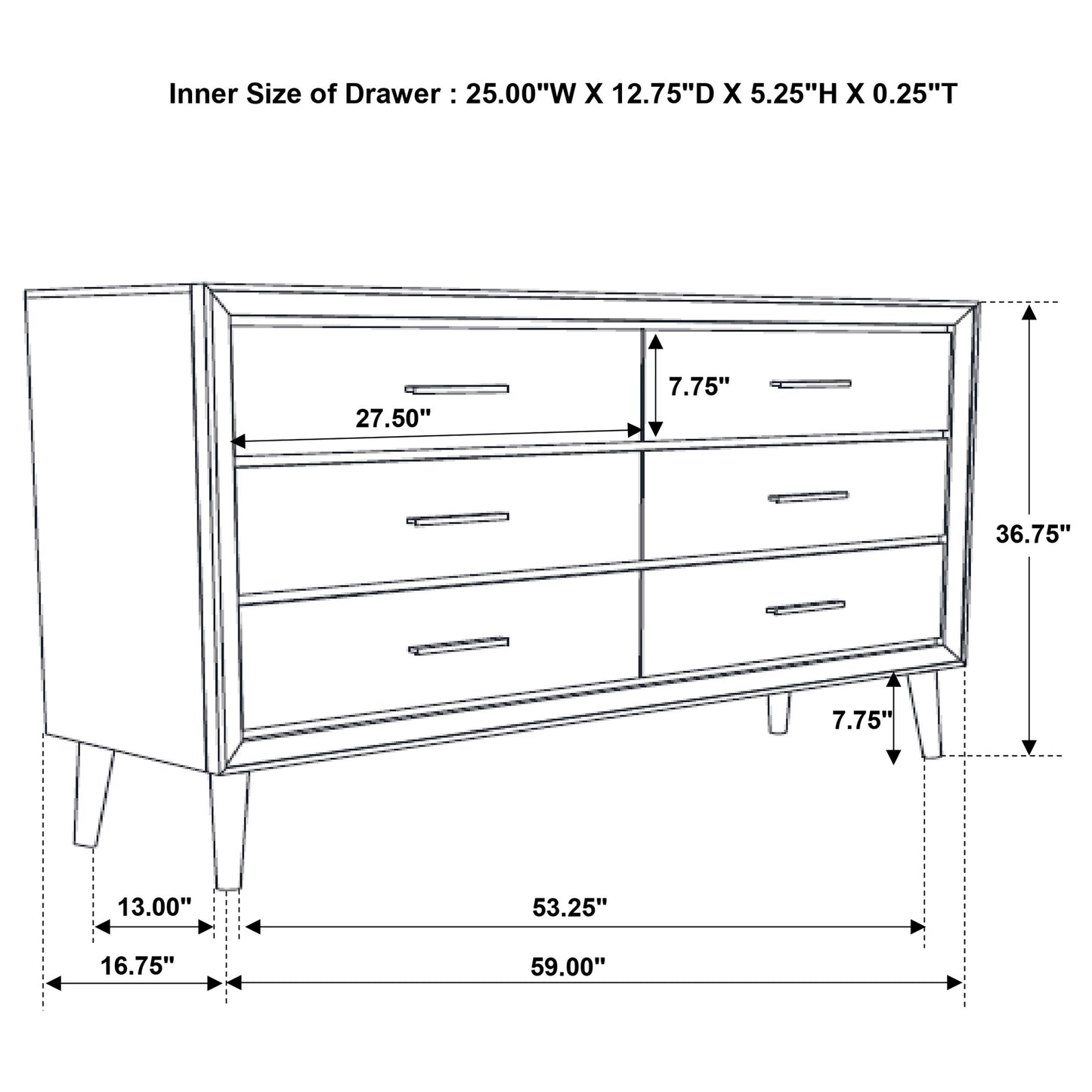 Ramon 6-drawer Dresser Metallic Sterling