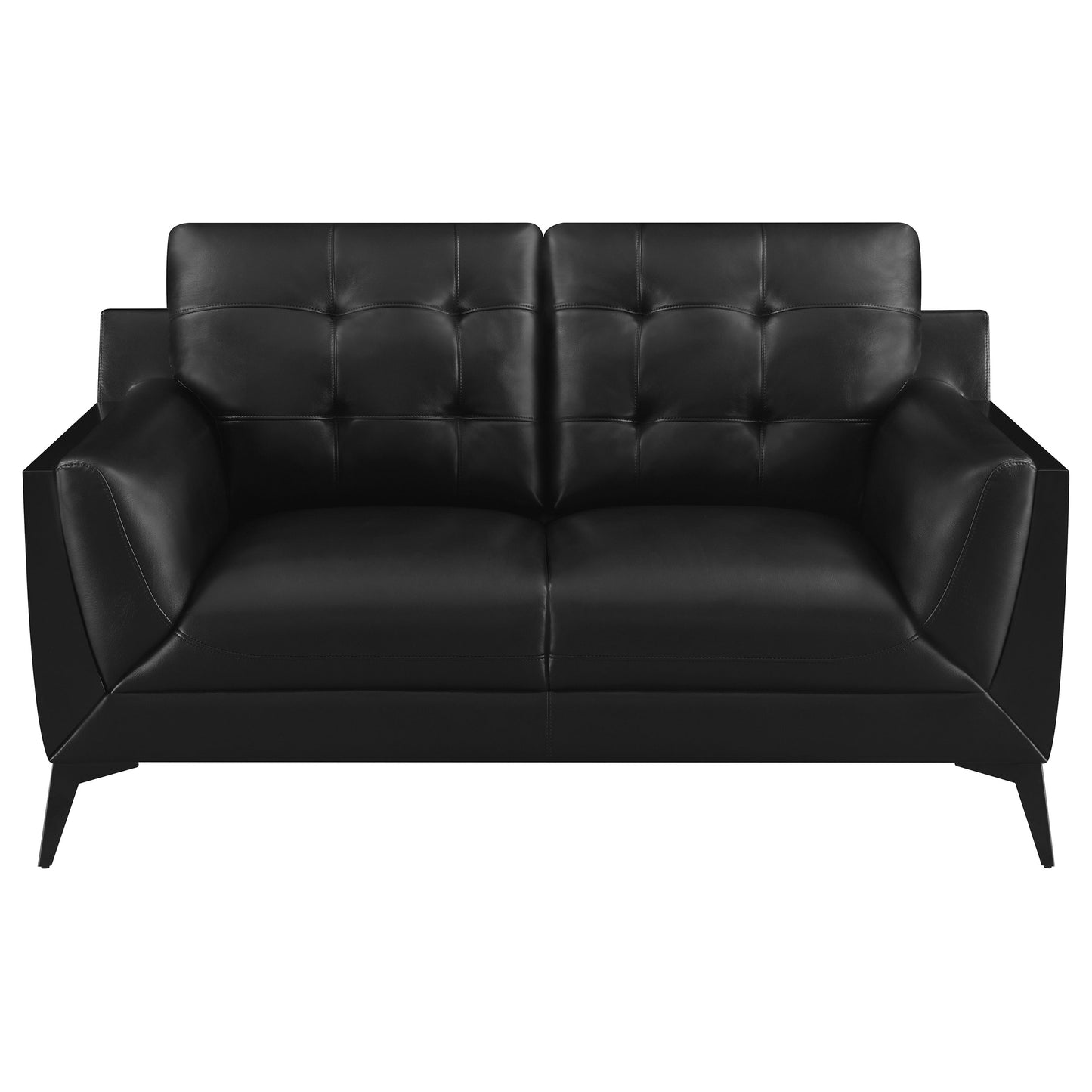 Moira Upholstered Tufted Loveseat with Track Arms Black