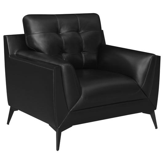 Moira Upholstered Tufted Chair with Track Arms Black
