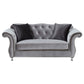 Frostine Button Tufted Loveseat Silver