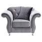 Frostine Button Tufted Chair Silver