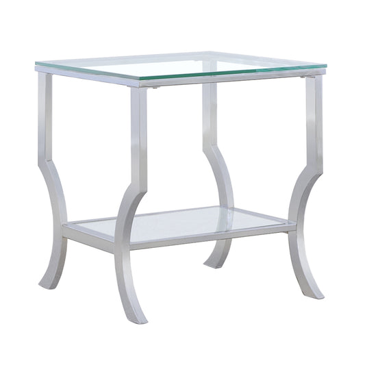 Saide Square End Table with Mirrored Shelf Chrome