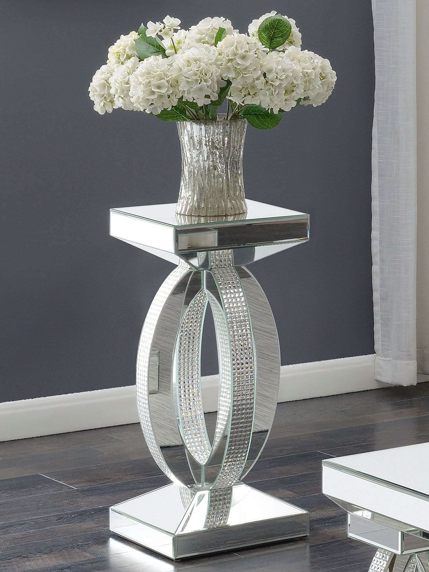 Amalia Square End Table with Lower Shelf Clear Mirror